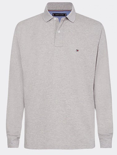 Tommy Hilfiger חולצה פולו שרוול ארוך באפור