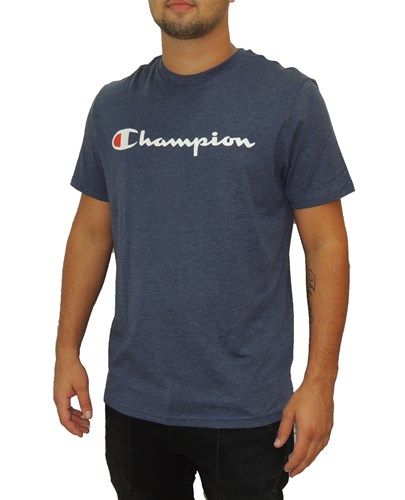 CHAMPION חולצה טישרט עם הדפס לוגו בכחול