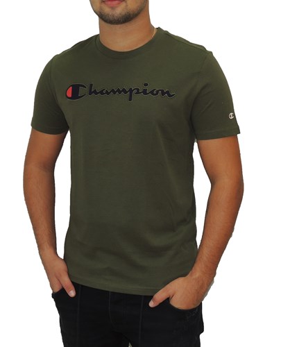 CHAMPION חולצה טישרט עם הדפס לוגו בירוק