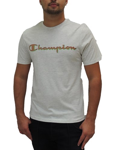 CHAMPION חולצה טישרט עם הדפס לוגו באפור