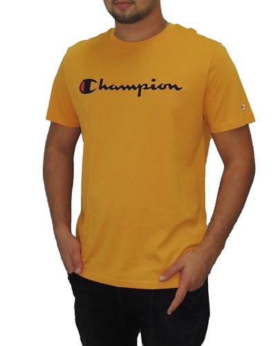 CHAMPION חולצה טישרט עם הדפס לוגו בצהוב