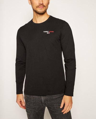 Tommy Jeans חולצה טישרט ארוכה CORP TEE בשחור DM0DM09402
