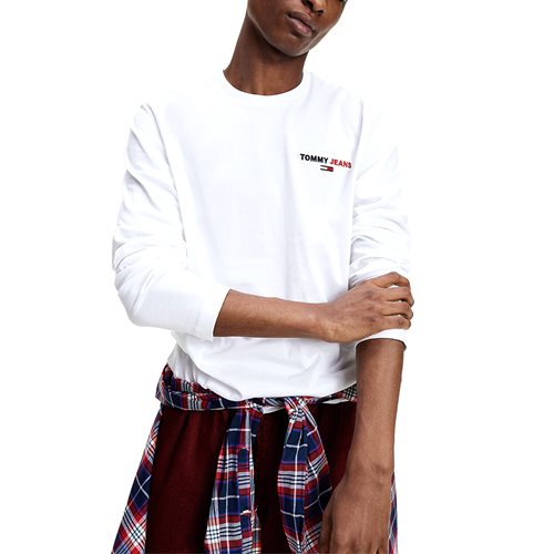 Tommy Jeans חולצה טישרט ארוכה CORP TEE בלבן DM0DM09402