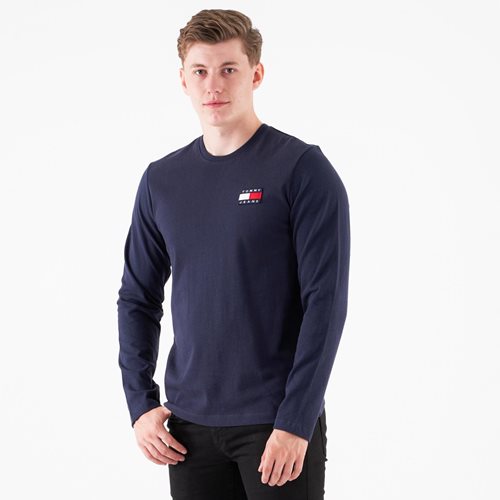 Tommy Jeans חולצה טישרט Badge Classic ארוך בכחול כהה DM0DM06958
