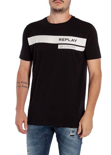 REPLAY חולצה טישרט קצרה בשחור M3156