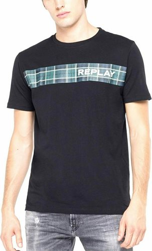 REPLAY חולצה טישרט קצרה בשחור M3161