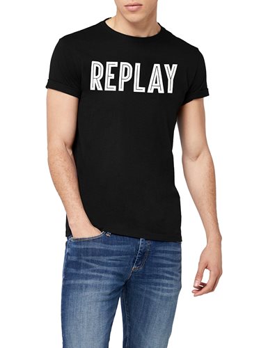 REPLAY חולצה טישרט קצרה בשחור M3478