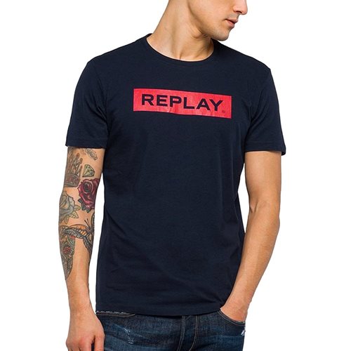 REPLAY חולצה טישרט קצרה בכחול כהה M3720