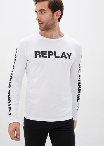 REPLAY חולצה טישרט ארוכה בלבן 3149