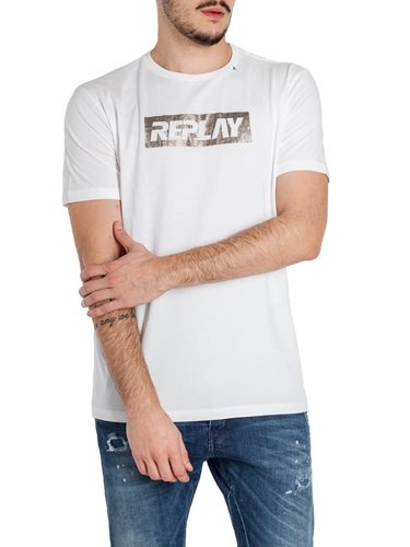 REPLAY חולצה טישרט קצרה בלבן M3017