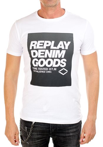 REPLAY חולצה טישרט קצרה בלבן M3143