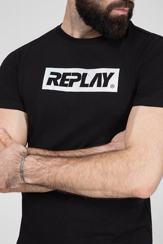 REPLAY חולצה טישרט קצרה בשחור M3017