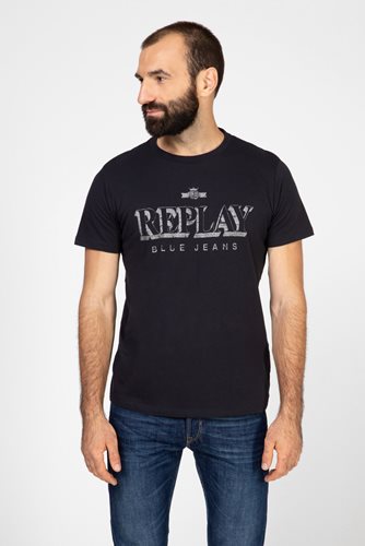 REPLAY חולצה טישרט קצרה בשחור M3849