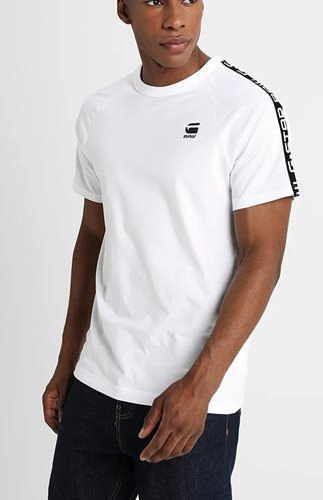 G-STAR Raw חולצה טישרט Satur New Raglan בלבן