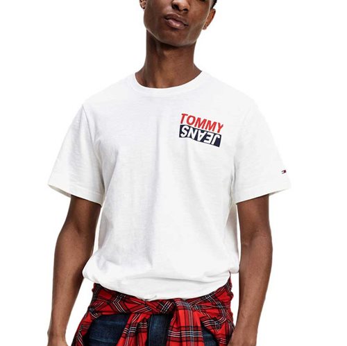 Tommy Jeans חולצה טישרט Contrast בלבן