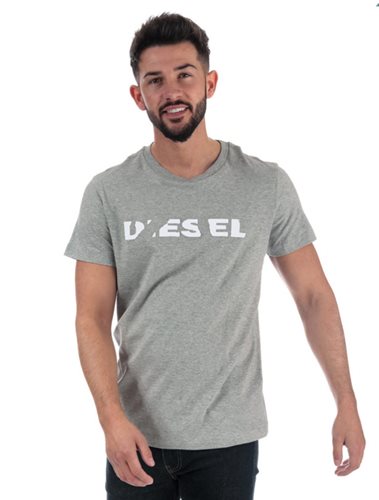 Diesel חולצה טישרט קצרה T-Diego Broken Logo באפור 00STXQ