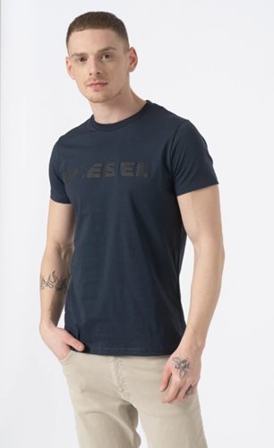 Diesel חולצה טישרט קצרה T-Diego Broken Logo בבכחול כהה 00STXQ