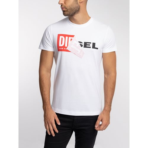 Diesel חולצה טישרט קצרה T-Diego Logo בלבן 00S02X