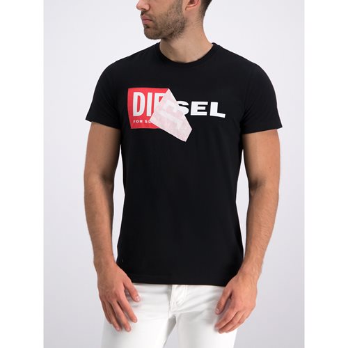 Diesel חולצה טישרט קצרה T-Diego Logo בשחור 00S02X
