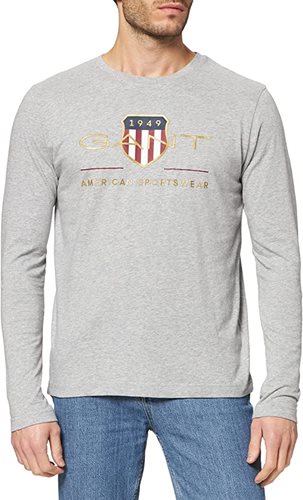 GANT חולצה טי שרוול ארוך באפור 2004028 Regular Fit