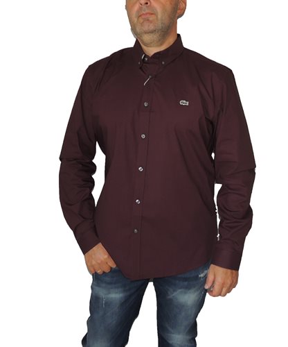 LACOSTE חולצה מכופתרת Slim Fit בבורדו CH0186
