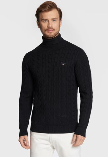 GANT סריג Cable Turtle צוורון גולף בשחור 8050507