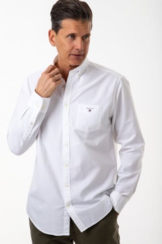 GANT חולצה מכופתרת עם כיס Regular Fit בלבן 3046000