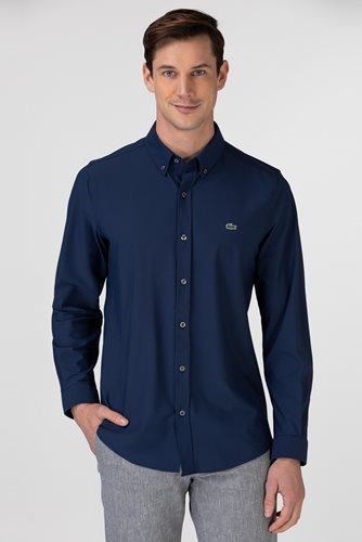 LACOSTE חולצה מכופתרת Slim Fit כחול כהה CH0186