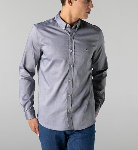 LACOSTE חולצה מכופתרת Slim Fit אפורה CH4976