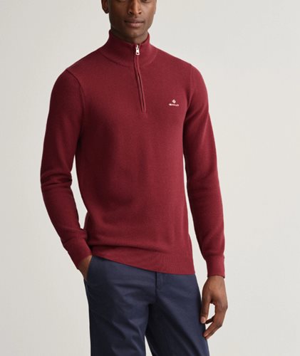 GANT סריג Cotton Pique חצי רוכסן בורדו 8030523