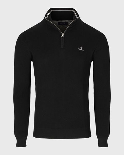 GANT סריג Cotton Pique חצי רוכסן שחור 8030523