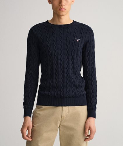 GANT סריג Cable Crew צוורון עגול בכחול כהה 8050501