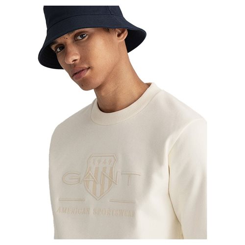 GANT סווטשירט Tonal Archive Shield בלבן 2036017 מידה XL