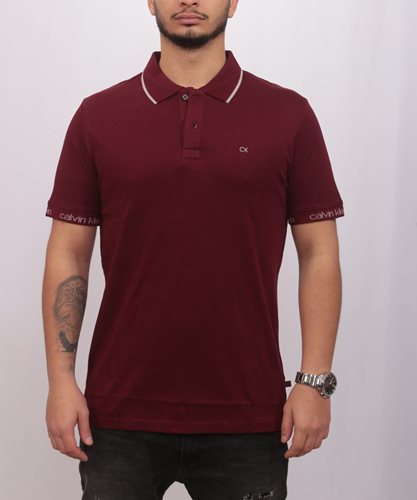 Calvin Klein חולצה פולו בייסיק Slim Fit בבורדו