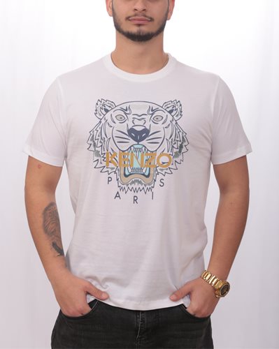 KENZO טישרט עם סמל הנמר בצבע לבן