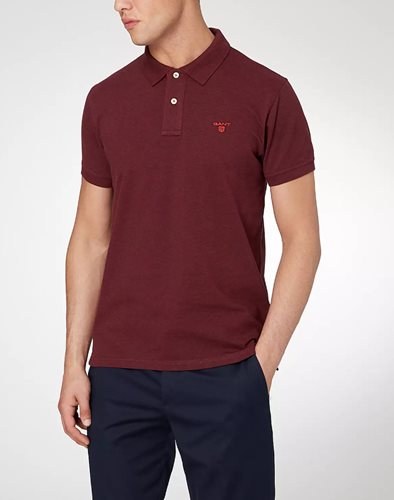 GANT חולצה פולו Contrast Piqué Rugger בבורדו 252105