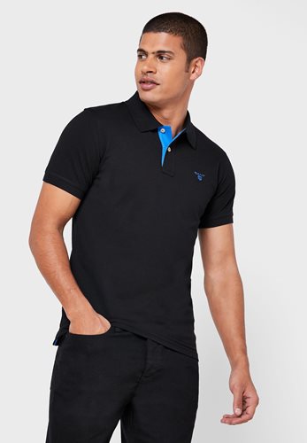 GANT חולצה פולו Contrast Piqué Rugger בשחור 252105