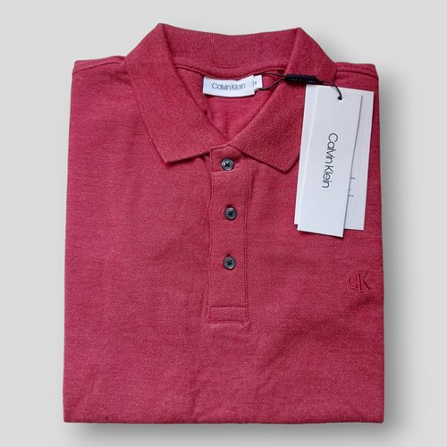 Calvin Klein Jeans חולצה פולו Smooth Cotton בצבע בורדו