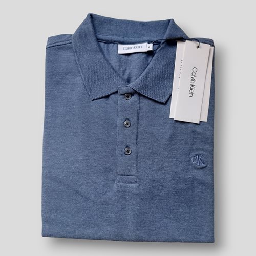 Calvin Klein Jeans חולצה פולו Smooth Cotton בצבע כחול