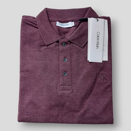 Calvin Klein Jeans חולצה פולו Smooth Cotton בצבע סגול