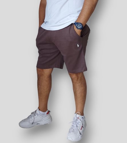 Polo Ralph Lauren מכנס קצר Double-Knitted לוגו קטן צבע חום