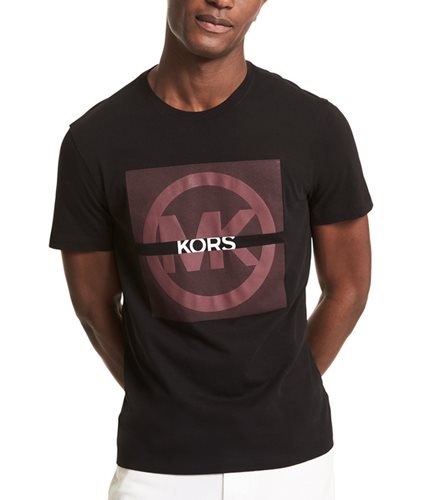 MICHAEL KORS חולצה טישרט קצרה עם הדפס לוגו המותג בשחור אוברסייז