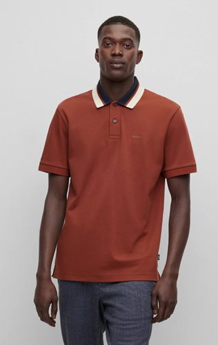 HUGO BOSS חולצה פולו Colour-Blocked בצבע חום 50481614