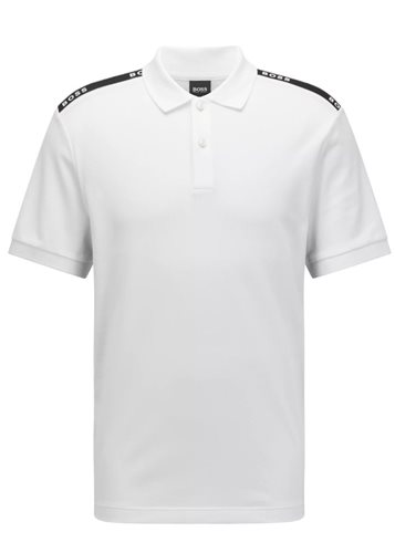 HUGO BOSS חולצה פולו Mercerised בצבע לבן 50462400