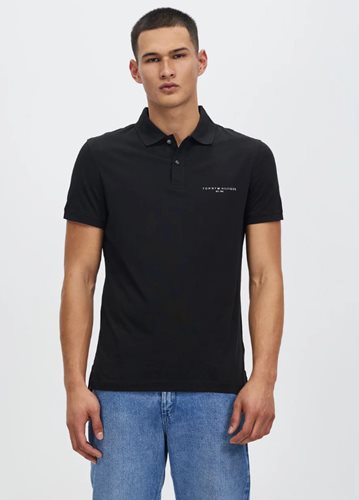 Tommy Hilfiger חולצה פולו Clean Jersey Slim Fit בשחור