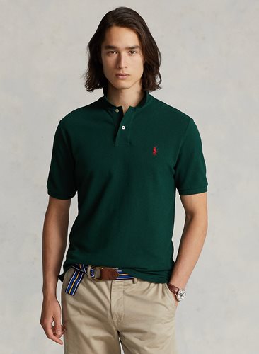 Polo Ralph Lauren חולצה פולו Slim Iconic Mesh בירוק כהה
