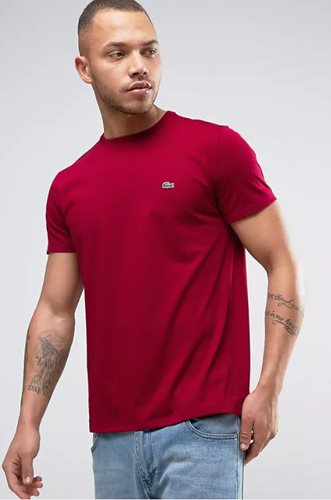 LACOSTE חולצה טי עם לוגו Pima Cotton בבורדו דגם TH6709