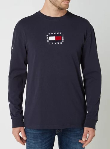 Tommy Jeans חולצה טישרט ארוכה FLAG TEE בכחול כהה DM0DM08798