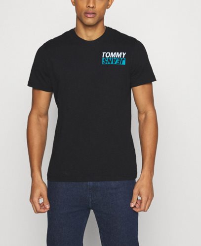 Tommy Jeans חולצה טישרט Contrast בשחור