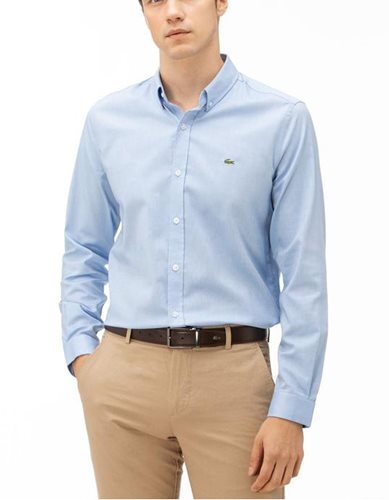 LACOSTE חולצה מכופתרת Slim Fit בתכלת CH0186